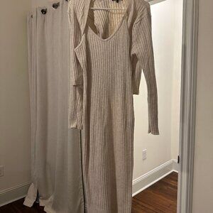 NWOT 7 for All Mankind - Cream Spaghetti Strap Dress and Cardigan Set - Size L